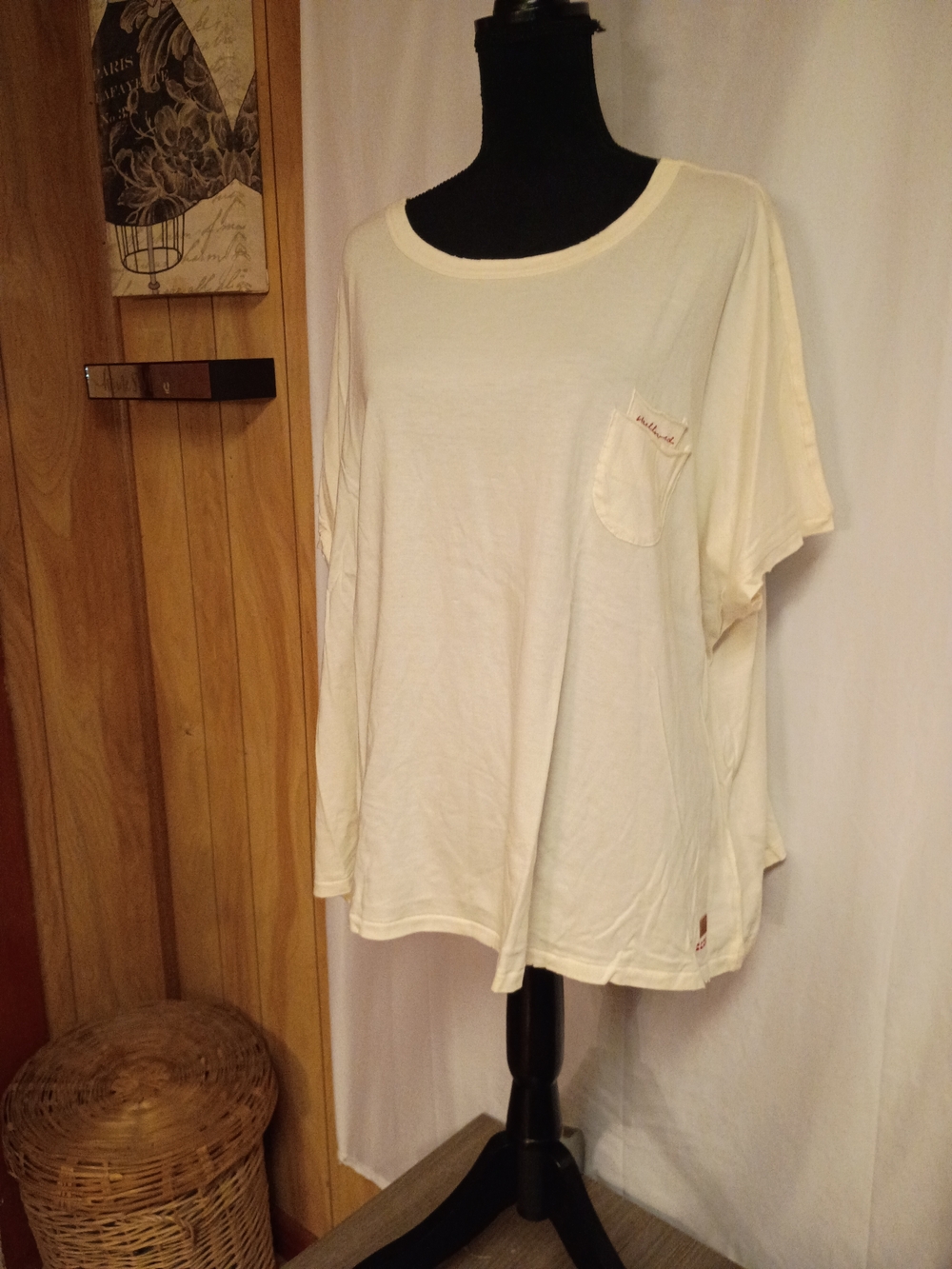 Peace Love World Cream Pocket Tee